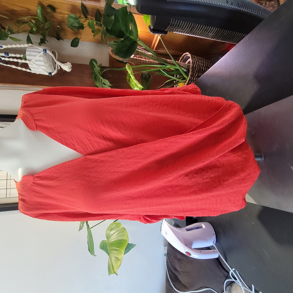 a.n.a Orange Wrap Blouse